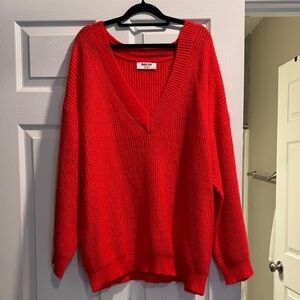 Double Zero Vibrant Red V-Neck Sweater